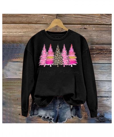 Womens Christmas Tree Graphic Sweatshirt Crewneck Pullover Shirts Funny Merry Sweater Clothing 2023 J06-black $8.66 Activewear