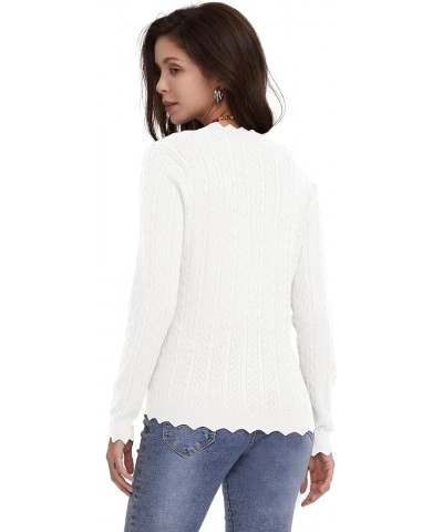 Women's Lace V Neck Hollow-Out Crochet Button Down Knit Slim Cropped Cardigan White $20.89 Sweaters