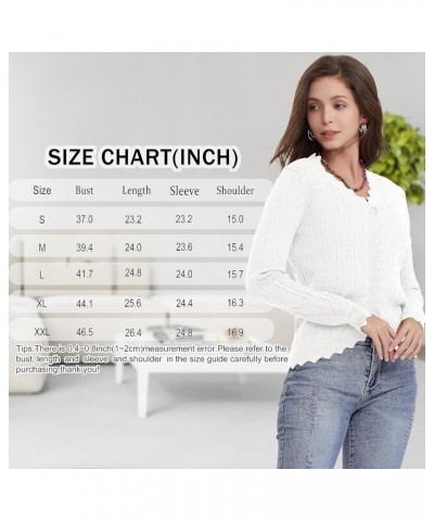 Women's Lace V Neck Hollow-Out Crochet Button Down Knit Slim Cropped Cardigan White $20.89 Sweaters