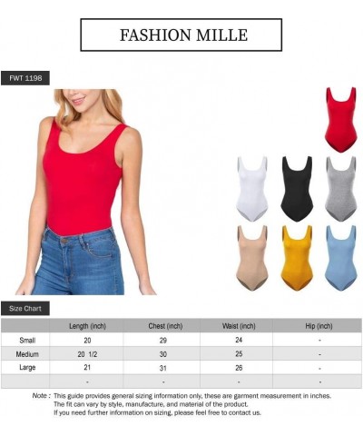 Women's Scoop Neck Sleeveless Stretch Cotton Bodysuit Tank Top 2pk-black/Mustard $10.17 Lingerie