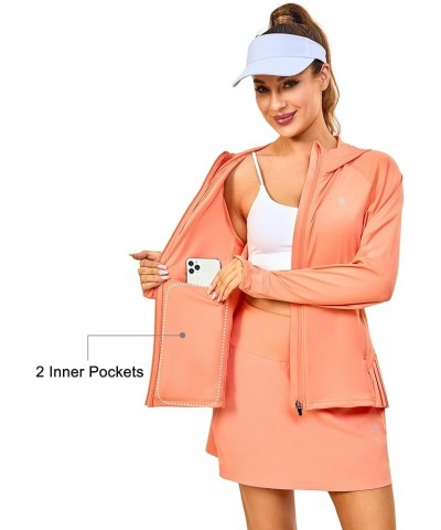 Women's Golf Hoodie Jacket with Pleated Tennis Skirt Hem Full Zip Sun Protection Running Athletic Jackets Cantaloupe $22.00 J...