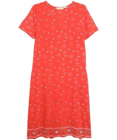 Women's Cotton Dress Red/White $33.21 Sleep & Lounge