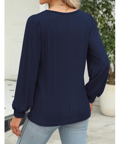 Women's Long Sleeve Tops Square Neck Lantern Sleeve Blouse Dressy Casual Tunics Loose Fit Fall Shirts 2023 Navy $12.99 Tops