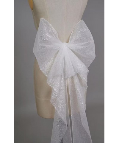 Long Bridal Removable Bow Wedding Dress Accessories Bow Separate Knot Belt for Prom Dress WZY104 B-white $10.75 Dresses