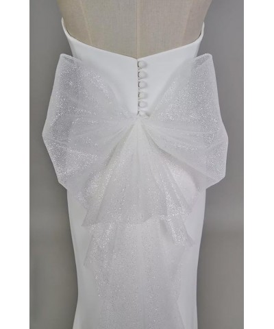 Long Bridal Removable Bow Wedding Dress Accessories Bow Separate Knot Belt for Prom Dress WZY104 B-white $10.75 Dresses