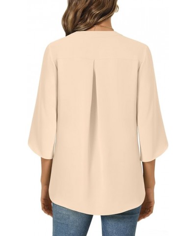 Women's Chiffon Blouses 3/4 Sleeve Summer Dressy Tunic Tops Casual Loose V Neck T-Shirts 3/4 Sleeve/Khaki $13.92 Tops