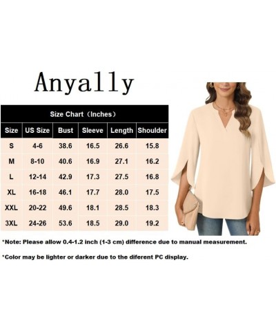 Women's Chiffon Blouses 3/4 Sleeve Summer Dressy Tunic Tops Casual Loose V Neck T-Shirts 3/4 Sleeve/Khaki $13.92 Tops