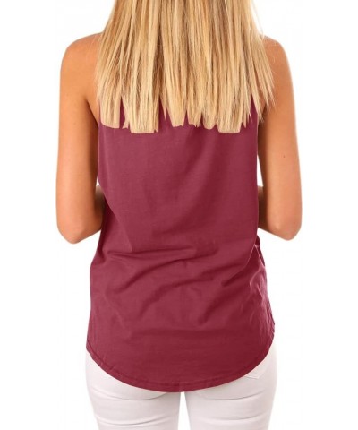 Women's High Neck Tank Top Sleeveless Blouse Plain T Shirts Pocket Cami Summer Tops A-fuchsia $10.49 Tanks