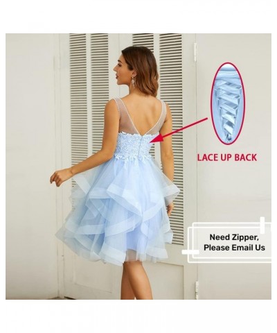 Women’s V Neck Short Homecoming Dress for Teens 2023 Organza Lace Applique Junior Formal Cocktail Party Gown Sage Green $31.4...