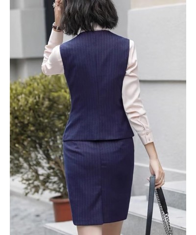 Women's Suit 3 Piece Striped Skirt Suit Petite Business Work Suit Formal Wedding Lady Tuxedo(Jacket+Vest+Skirt) Tea $38.71 Suits