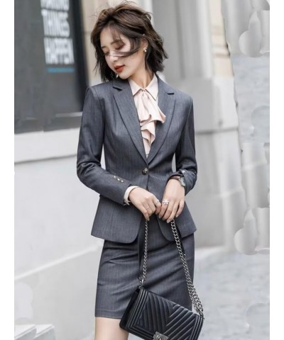 Women's Suit 3 Piece Striped Skirt Suit Petite Business Work Suit Formal Wedding Lady Tuxedo(Jacket+Vest+Skirt) Tea $38.71 Suits