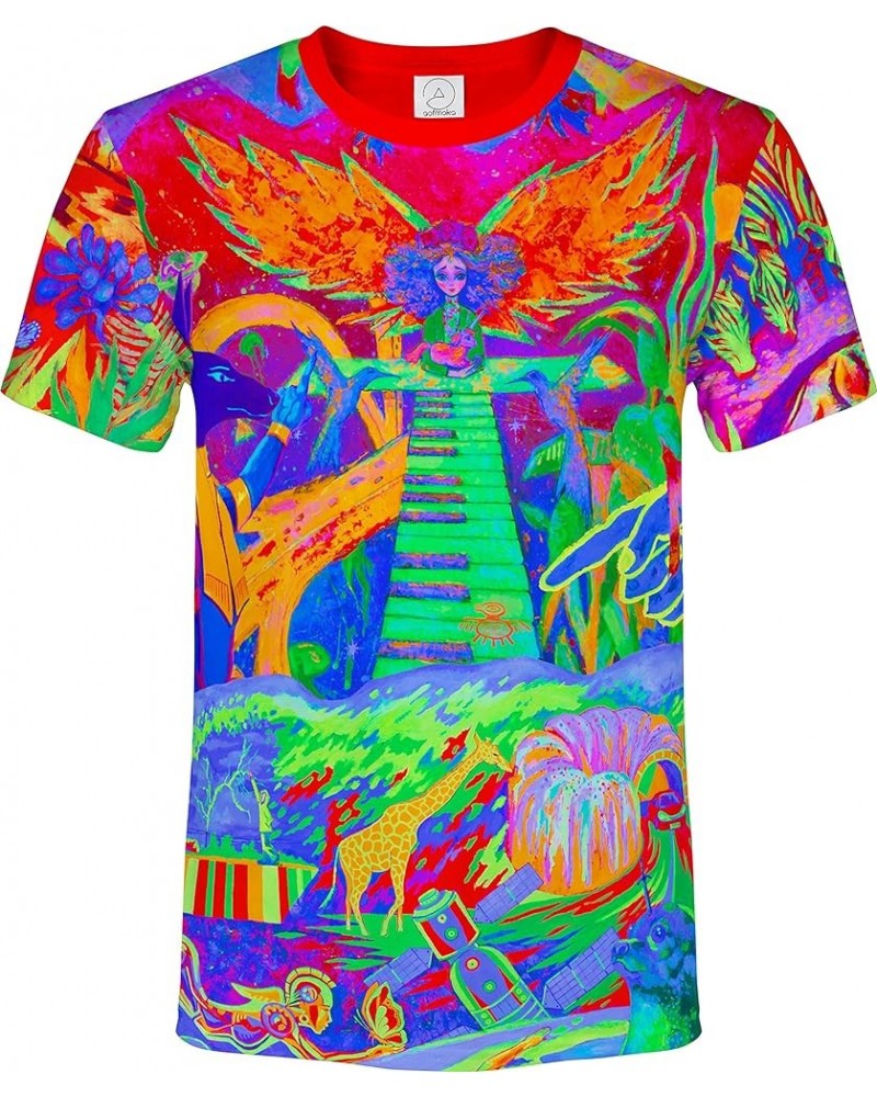 Ultraviolet Fluorescent Handmade Art Neon Blacklight Reactive Print T-Shirt Piano Jungle $16.17 T-Shirts