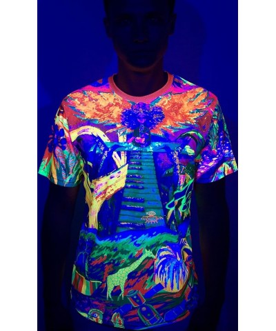 Ultraviolet Fluorescent Handmade Art Neon Blacklight Reactive Print T-Shirt Piano Jungle $16.17 T-Shirts