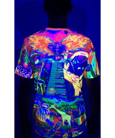 Ultraviolet Fluorescent Handmade Art Neon Blacklight Reactive Print T-Shirt Piano Jungle $16.17 T-Shirts