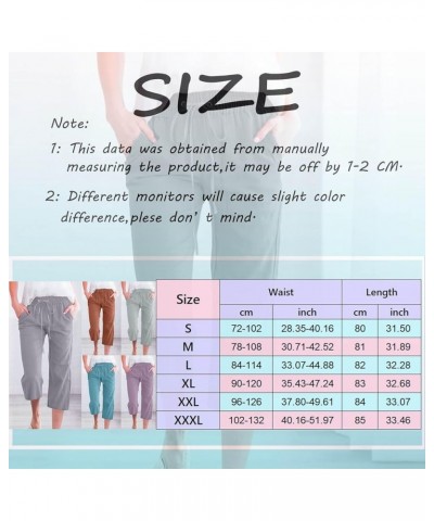 Capri Linen Pants for Women Wide Leg Casual Cotton Pant Loose Drawstrings High Waist Lounge Trousers with Pocket Navy $6.80 P...