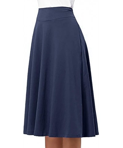 Women Casual High Waist Skirt A Line Chiffon Midi Dress Flowy Swing Pleated Skirt Blue-1 $7.90 Skirts