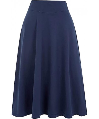 Women Casual High Waist Skirt A Line Chiffon Midi Dress Flowy Swing Pleated Skirt Blue-1 $7.90 Skirts