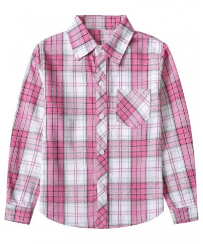 Girls & Women's Long Sleeve Casual Button Down Shirts, 3 Months - Adult 2XL Youth Cold Pink $7.94 Blouses