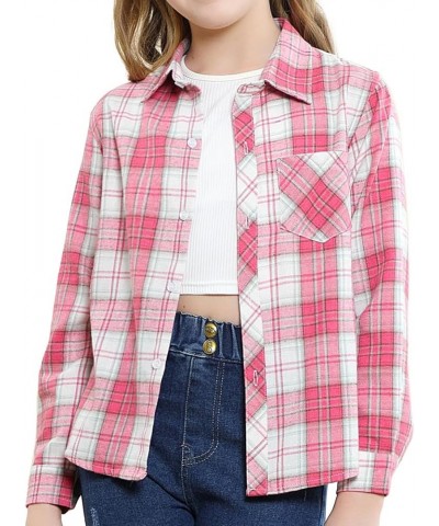 Girls & Women's Long Sleeve Casual Button Down Shirts, 3 Months - Adult 2XL Youth Cold Pink $7.94 Blouses