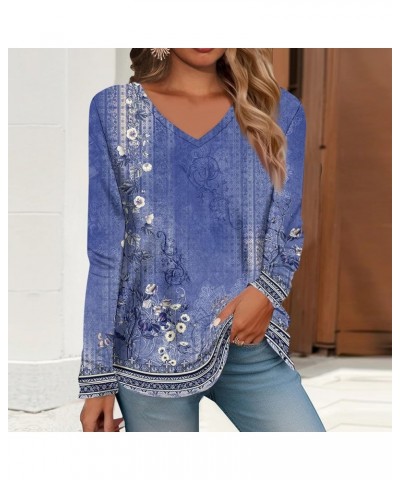 Women's Long Sleeve Tunic Tops to Wear with Leggings Plus Size Blouses Casual Loose Crewneck Sweatshirts Clothes 11 blue $7.4...