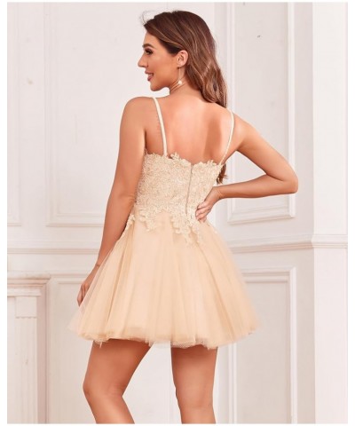 V Neck Homecoming Dreses for Teens Lace Applique A-Line Beaded Tulle Short CCocktail Prom Gown Dusty Rose $36.00 Dresses