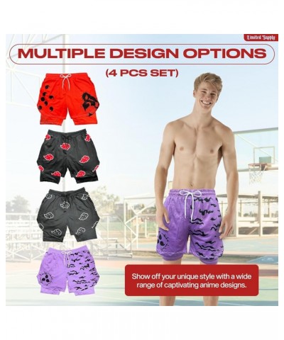 Anime Shorts - Breathable Mesh Stretch Compression Short with Pockets and Towel Holder 4-pcs Set a $53.65 Shorts