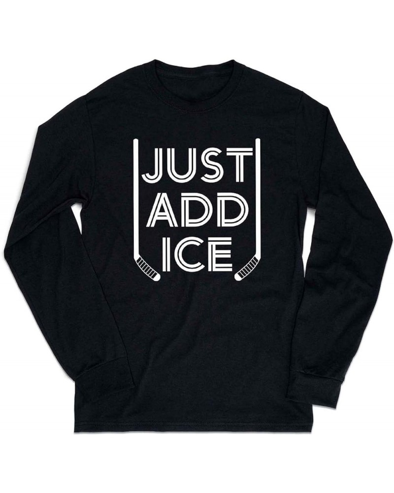 Hockey Just Add Ice | Long Sleeve Hockey Shirt | Youth and Adult Sizes Adult Black $21.99 Tops