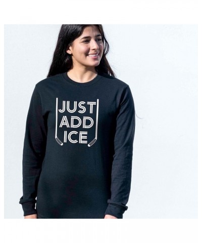 Hockey Just Add Ice | Long Sleeve Hockey Shirt | Youth and Adult Sizes Adult Black $21.99 Tops