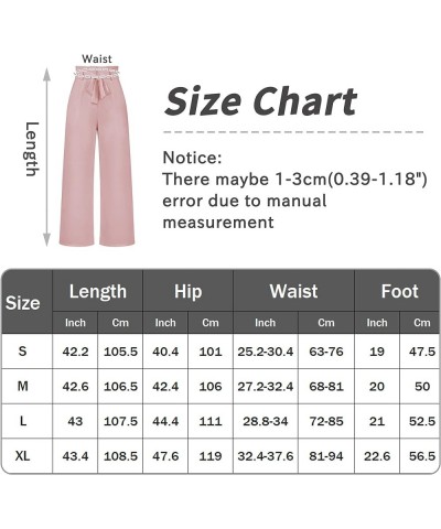 Women's Casual Wide Leg Belted Palazzo Pants High Waist Business Work Trouser with Pocket Pink $22.00 Pants