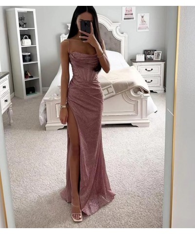 Sparkly Sequin Cocktail Prom Dress Ruch Spaghetti Straps Backless Mermaid Corset Formal Evening Party Gown Silver $28.20 Dresses