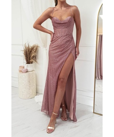 Sparkly Sequin Cocktail Prom Dress Ruch Spaghetti Straps Backless Mermaid Corset Formal Evening Party Gown Silver $28.20 Dresses