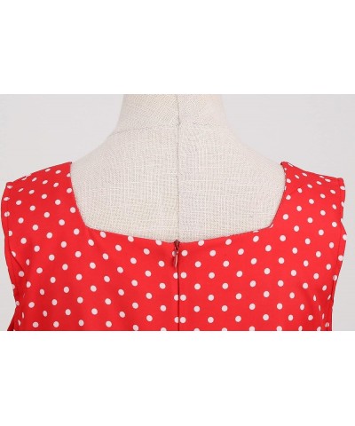 Women's Strap Sundress Polka Dots Simple Elegant 1950s Vintage Dress Red $14.55 Dresses