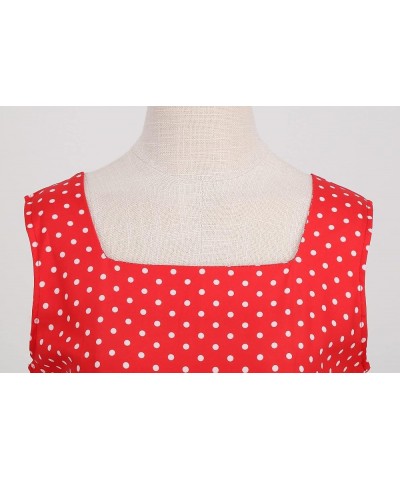 Women's Strap Sundress Polka Dots Simple Elegant 1950s Vintage Dress Red $14.55 Dresses