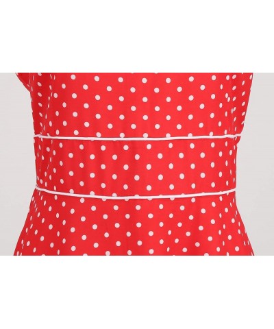 Women's Strap Sundress Polka Dots Simple Elegant 1950s Vintage Dress Red $14.55 Dresses