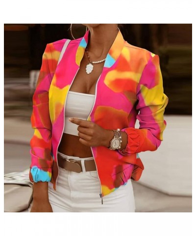 Sweatshirt Blazer Autumn Womens Long Sleeve Stand Neck Flower Printed Zip Up Blazers Suit Jacket Slim Fit Coat Cardi Red $10....