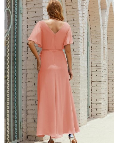 Bridesmaid Dress Chiffon Formal Dresses with Belt for Women Party Evening Ballet Pink $35.40 Dresses