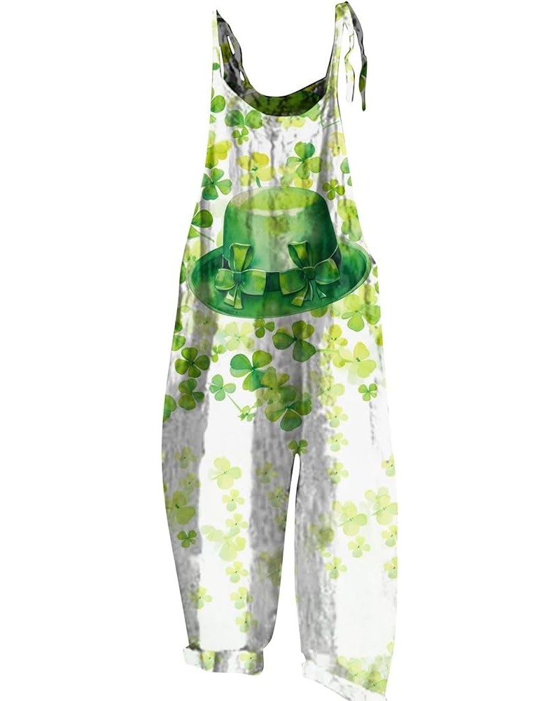 Overalls Women Casual Loose Overalls St. Patrick's Day Sleeveless Baggy Jumpsuit Print Adjustable Strap Harem Romper 02-light...