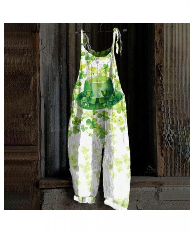 Overalls Women Casual Loose Overalls St. Patrick's Day Sleeveless Baggy Jumpsuit Print Adjustable Strap Harem Romper 02-light...