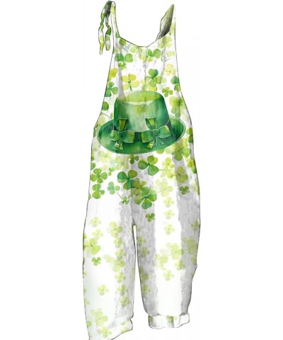 Overalls Women Casual Loose Overalls St. Patrick's Day Sleeveless Baggy Jumpsuit Print Adjustable Strap Harem Romper 02-light...