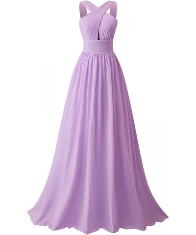 Keyhole Pleated Chiffon Bridesmaid Dresses for Wedding Long Prom Dresses Formal Evening Dresses for Women Ppurple $35.18 Dresses