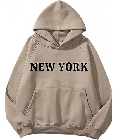 Women Letter Print Oversized Hoodies Plus Size Hoodies Long Sleeve Drawstring Pocket Sweatshirt Pullover Tops A3-khaki $3.02 ...