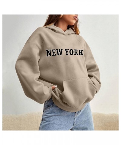 Women Letter Print Oversized Hoodies Plus Size Hoodies Long Sleeve Drawstring Pocket Sweatshirt Pullover Tops A3-khaki $3.02 ...