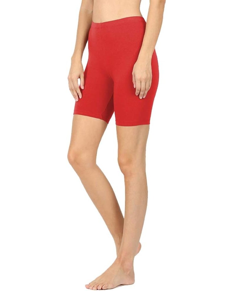 Womens Stretchy Cotton Spandex Biker Running Shorts Bermuda Leggings Dark Red $9.66 Activewear