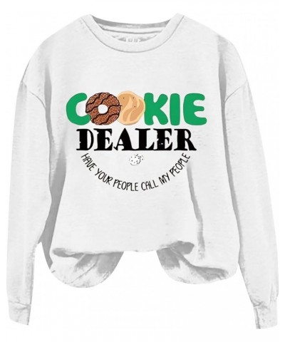 Cookie Mom Shirt for Women's Girl Scout Mom Cookie Gift Cute Pullover Long Sleeve T Shirt Casual Crewneck Tops A-white $9.43 ...