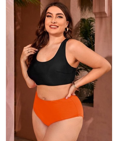 Women's Plus Size 3 Piece Swimsuit High Waist Bathing Suit with Cover Up Dress Pure Black $22.54 Swimsuits