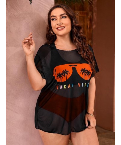 Women's Plus Size 3 Piece Swimsuit High Waist Bathing Suit with Cover Up Dress Pure Black $22.54 Swimsuits