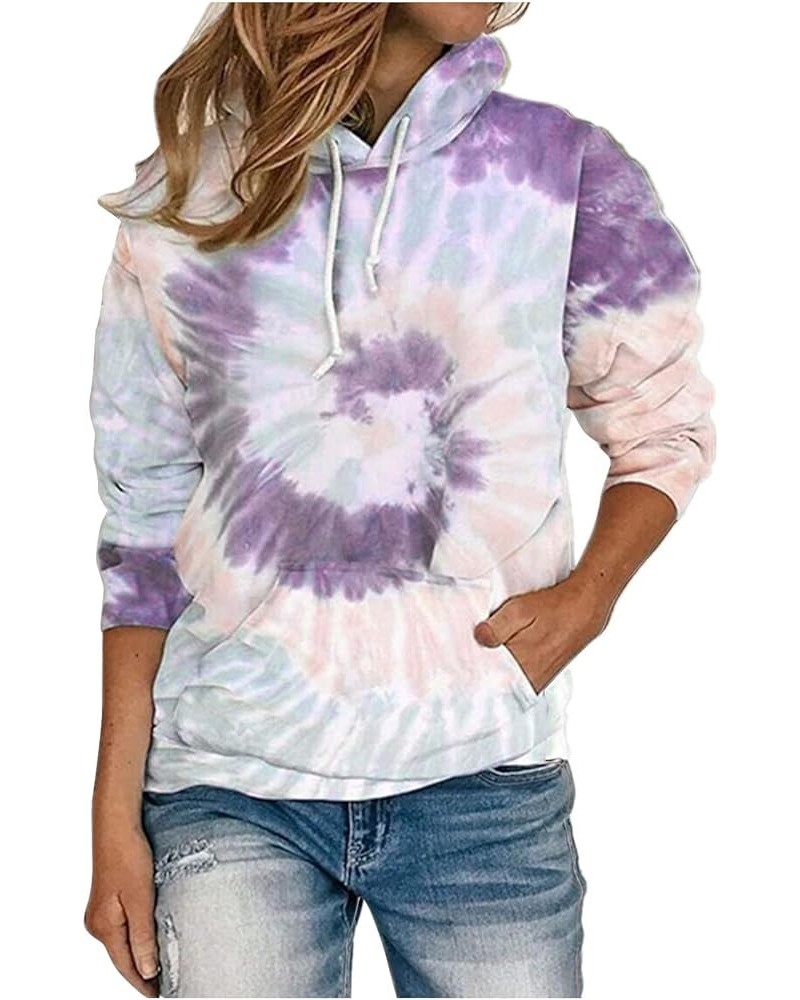 2023 Tie Printed Hoodies For Women Crewneck Long Sleeve Pullover Shirts Fashion Y2K Gradient Fall Outfits Clothes Purple $8.9...