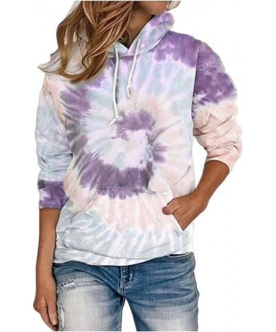 2023 Tie Printed Hoodies For Women Crewneck Long Sleeve Pullover Shirts Fashion Y2K Gradient Fall Outfits Clothes Purple $8.9...