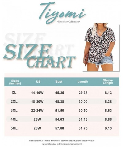 Plus Size Tops for Women Round Neck V Neck Summer Short Sleeve T Shirts Casual Tunic Blouses A105-pink Leopard $16.49 Tops