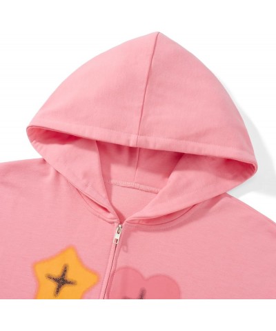 Y2k Letter Print Hoodies Women Men Aesthetic Casual Zip Up Oversized Sweatshirt Jacket Retro Harajuku Streetwear H-pink $17.2...